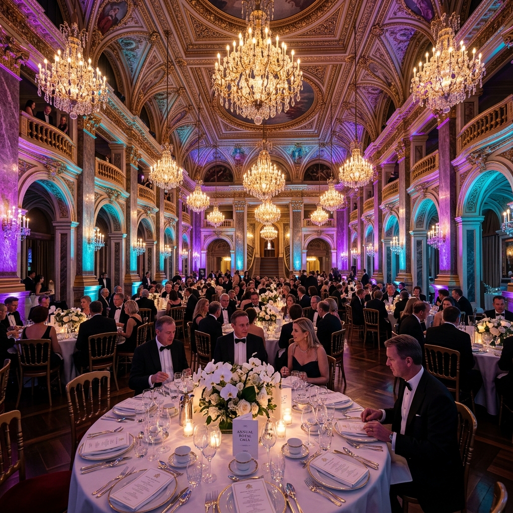 Elegantes Gala-Setup mit Uplighting