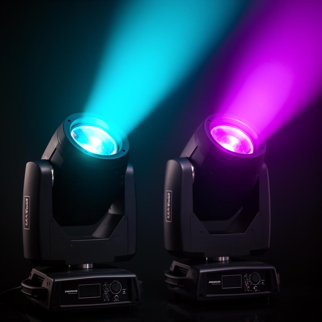 Premium Moving Heads in cyan und violett